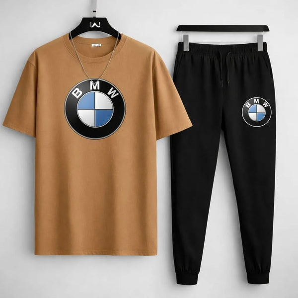 BMW Printed Track Suit Brown Black Joggers Set