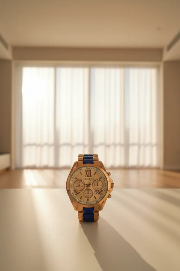 Farr Chronograph Watch Gold Blue Roman Dial